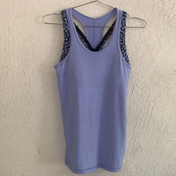 Lululemon Inspiration Tank II Heathered Lullaby / Ace Spot Lullaby Black Size 4 - Picture 2 of 10